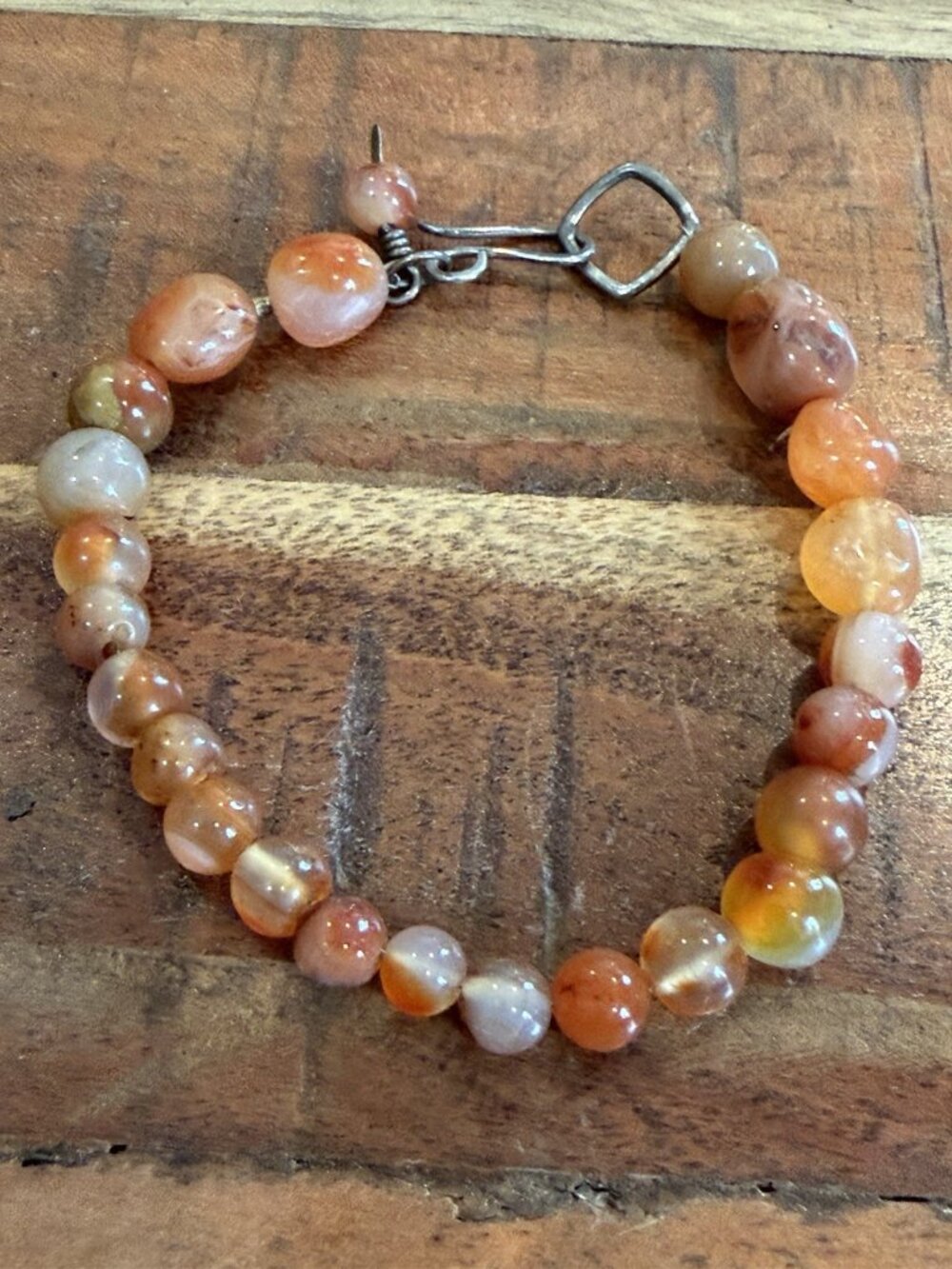 Handmade Carnelian Agate Bead Necklace